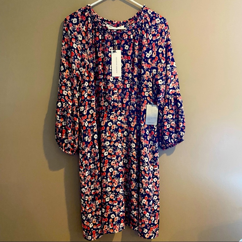 NWT Collective Concepts Long Sleeved Floral Dress